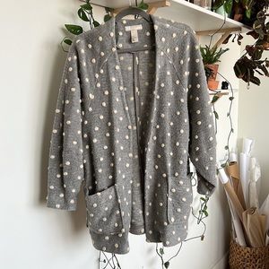 H&M Wool Blend Polka Dot Cardigan Coat